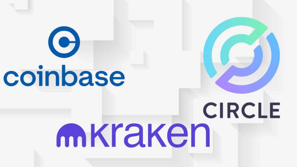 Kraken, circle and coinbase image